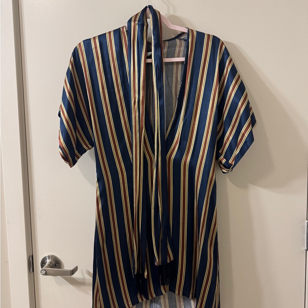 Reformation Striped Deep Plunge Dress